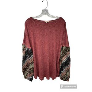 Easel Size Medium Oversized Drop Shoulder Sweater Patchwork Sleeves